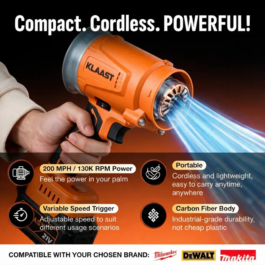 KLAAST Cordless Turbo Blower, jet power